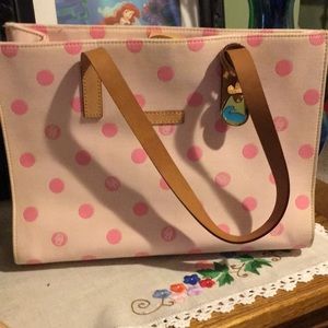 Dooney & Bourke pink polka dot shopper tote